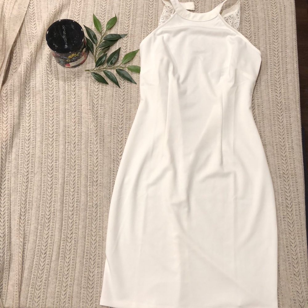 Great wedding rehearsal dress with lacy back